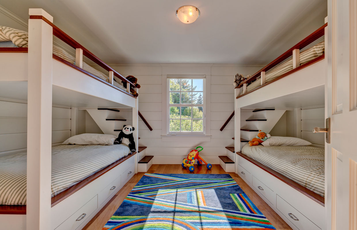 bedroom with bunk beds on either side