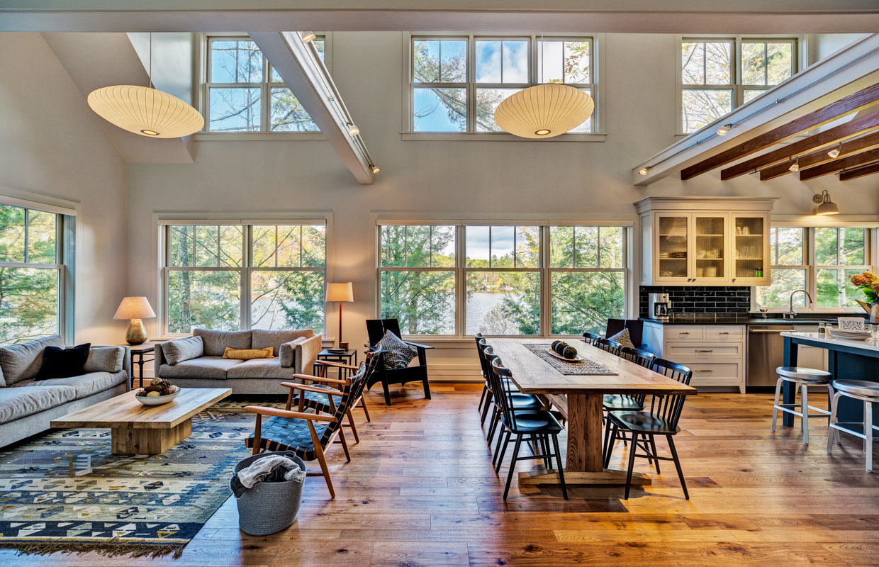 great room with dining and living room space