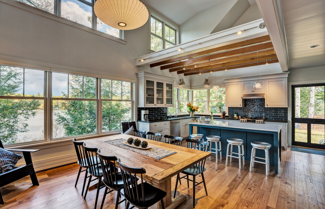 dining room with view into the kitchen