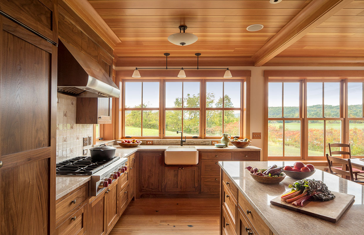 farmhouse kitchen with lots of windows